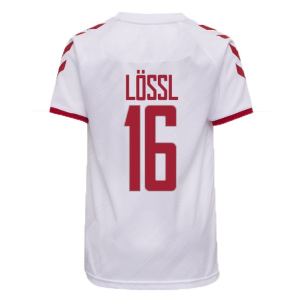 Men's Replica LÖSSL #16 Denmark Away Soccer Jersey Shirt 2021 Hummel