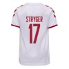 Men's Replica STRYGER #17 Denmark Away Soccer Jersey Shirt 2021 Hummel