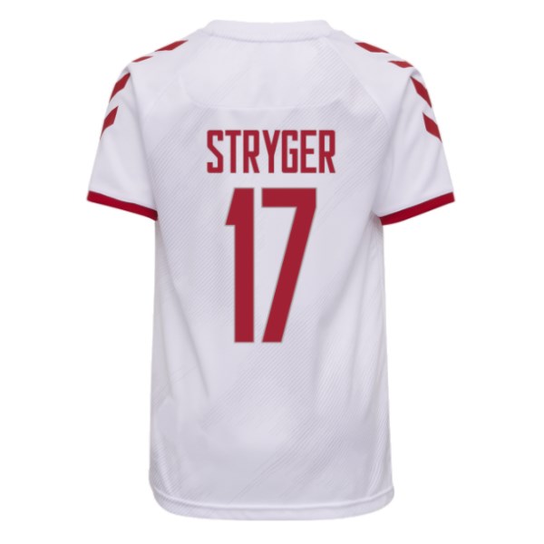 Men's Replica STRYGER #17 Denmark Away Soccer Jersey Shirt 2021 Hummel