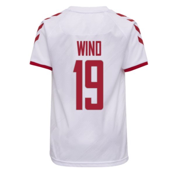 Men's Replica WIND #19 Denmark Away Soccer Jersey Shirt 2021 Hummel