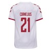 Men's Replica CORNELIUS #21 Denmark Away Soccer Jersey Shirt 2021 Hummel