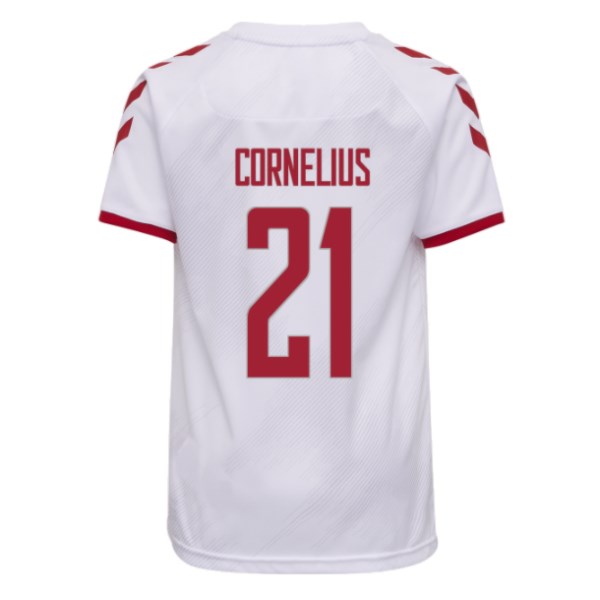 Men's Replica CORNELIUS #21 Denmark Away Soccer Jersey Shirt 2021 Hummel