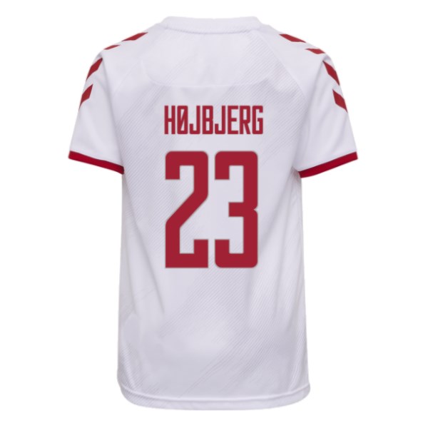 Men's Replica HØJBJERG #23 Denmark Away Soccer Jersey Shirt 2021 Hummel