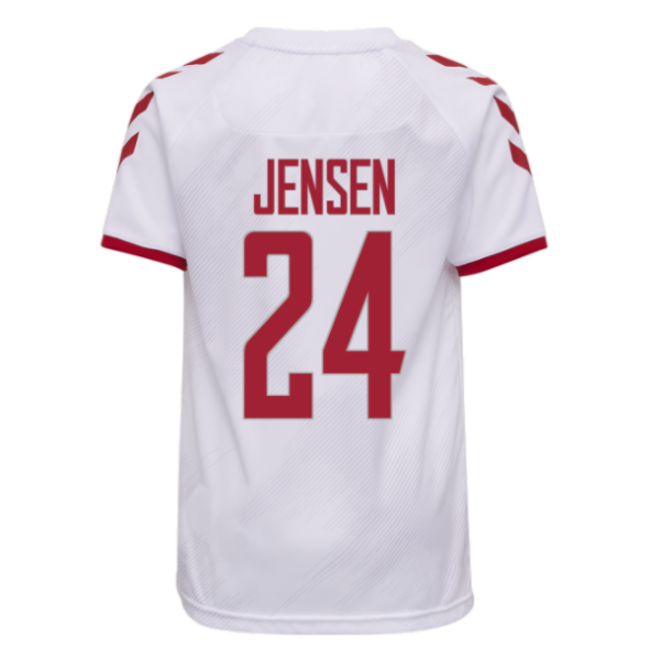 Men's Replica JENSEN #24 Denmark Away Soccer Jersey Shirt 2021 Hummel