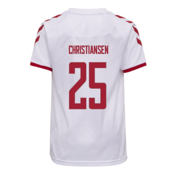 Men's Replica CHRISTIANSEN #25 Denmark Away Soccer Jersey Shirt 2021 Hummel