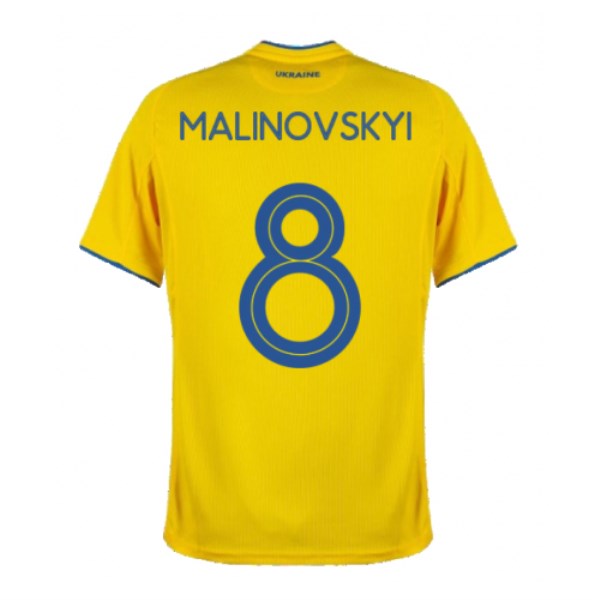 Men's Replica MALINOVSKYI #8 Ukraine Home Soccer Jersey Shirt 2020 Joma