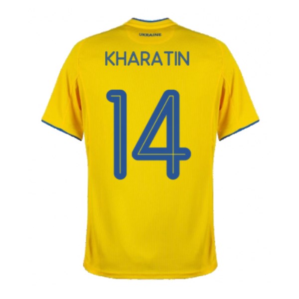 Men's Replica KHARATIN #14 Ukraine Home Soccer Jersey Shirt 2020 Joma