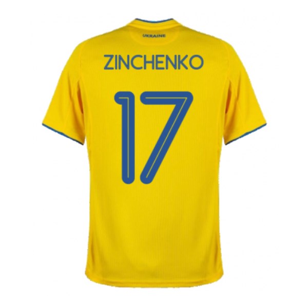 Men's Replica ZINCHENKO #17 Ukraine Home Soccer Jersey Shirt 2020 Joma