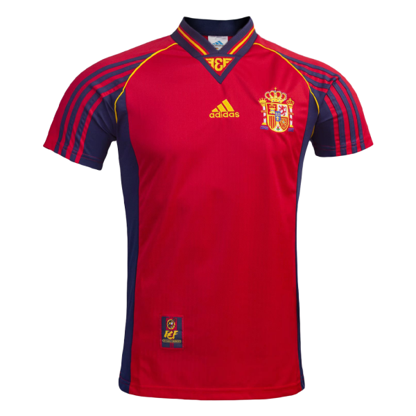 Men's Retro 1998 Spain Home Soccer Jersey Shirt Adidas