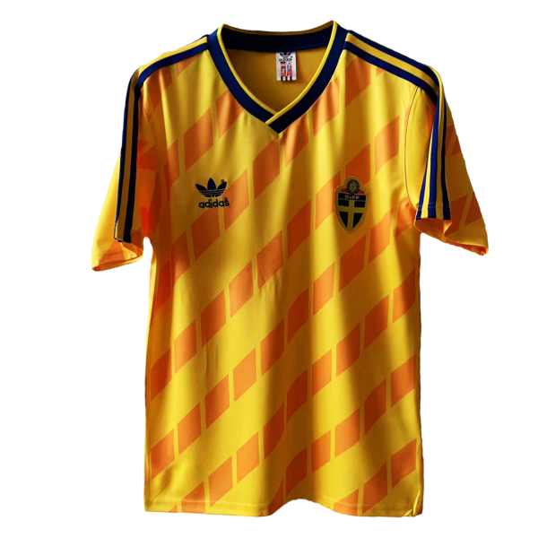 Men's Retro 1988 Sweden Home Soccer Jersey Shirt Adidas