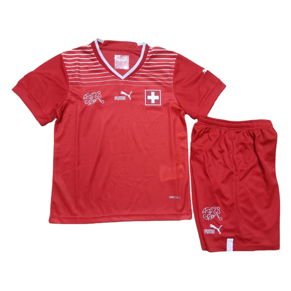 Kids Switzerland Home Soccer Jersey Kit (Jersey+Shorts) 2022 Puma - World Cup 2022