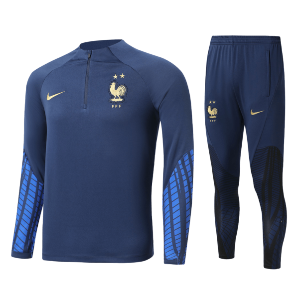 Kids's France Zipper Tracksuit Sweat Shirt Kit (Top+Trousers) 2022 Nike