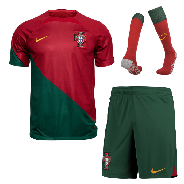 Men's Replica Portugal Home Soccer Jersey Whole Kit (Jersey+Shorts+Socks) 2022 Nike - World Cup 2022