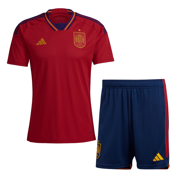 Men's Replica Spain Home Soccer Jersey Kit (Jersey+Shorts) 2022 Adidas - World Cup 2022