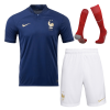 Men's Replica France Home Soccer Jersey Whole Kit (Jersey+Shorts+Socks) 2022 Nike - World Cup 2022