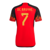 Men's Replica DE BRUYNE #7 Belgium Home Soccer Jersey Shirt 2022 Adidas - World Cup 2022