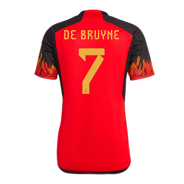 Men's Replica DE BRUYNE #7 Belgium Home Soccer Jersey Shirt 2022 Adidas - World Cup 2022