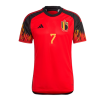 Men's Replica DE BRUYNE #7 Belgium Home Soccer Jersey Shirt 2022 Adidas - World Cup 2022