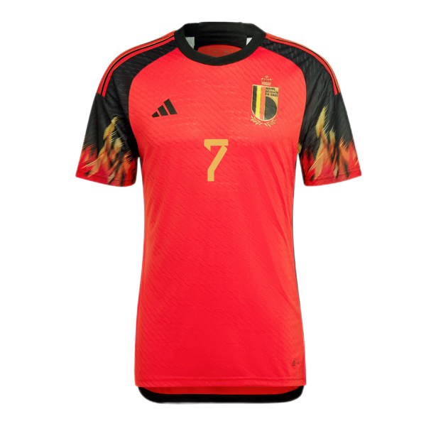 Men's Authentic DE BRUYNE #7 Belgium Home Soccer Jersey Shirt 2022 Adidas World Cup 2022
