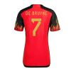 Men's Authentic DE BRUYNE #7 Belgium Home Soccer Jersey Shirt 2022 Adidas World Cup 2022