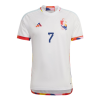 Men's Replica DE BRUYNE #7 Belgium Away Soccer Jersey Shirt 2022 Adidas - World Cup 2022