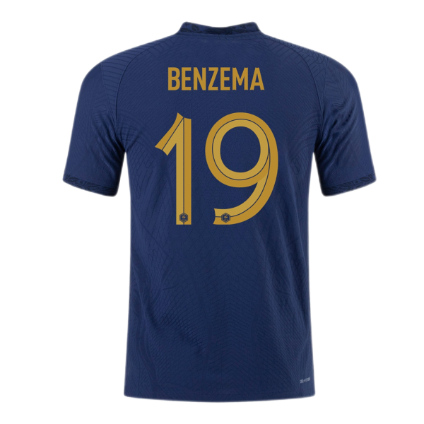 Men's Authentic BENZEMA #19 France Home Soccer Jersey Shirt 2022 Nike World Cup 2022