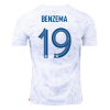 Men's Replica BENZEMA #19 France Away Soccer Jersey Shirt 2022 Nike - World Cup 2022