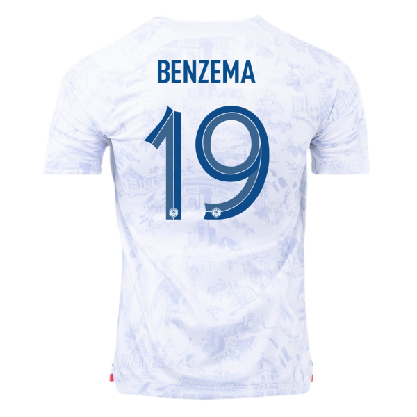 Men's Replica BENZEMA #19 France Away Soccer Jersey Shirt 2022 Nike - World Cup 2022