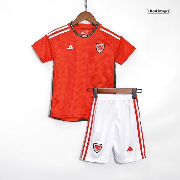 Kids Wales Home Soccer Jersey Kit (Jersey+Shorts) 2022 Adidas