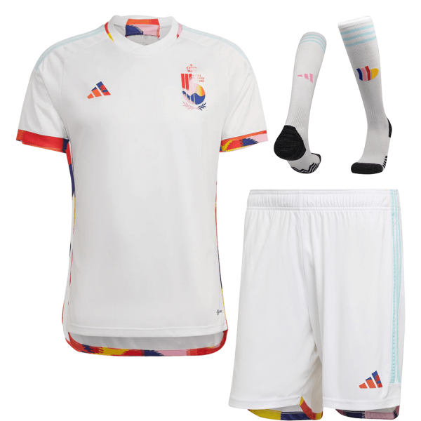 Men's Replica Belgium Away Soccer Jersey Whole Kit (Jersey+Shorts+Socks) 2022 Adidas - World Cup 2022