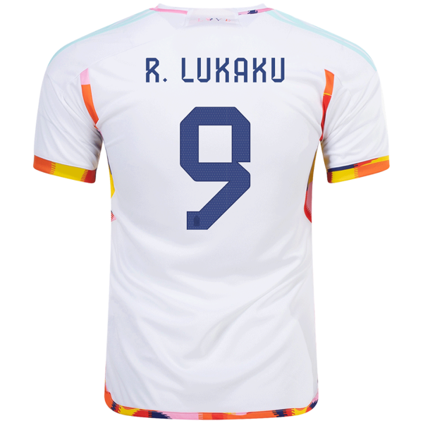 Men's Replica R.LUKAKU #9 Belgium Away Soccer Jersey Shirt 2022 Adidas - World Cup 2022