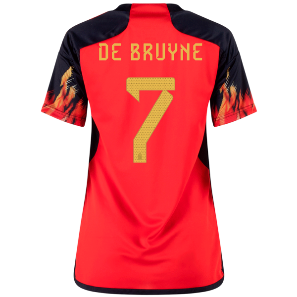 Women's Replica DE BRUYNE #7 Belgium Home Soccer Jersey Shirt 2022 Adidas