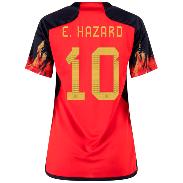 Women's Replica E. HAZARD #10 Belgium Home Soccer Jersey Shirt 2022 Adidas