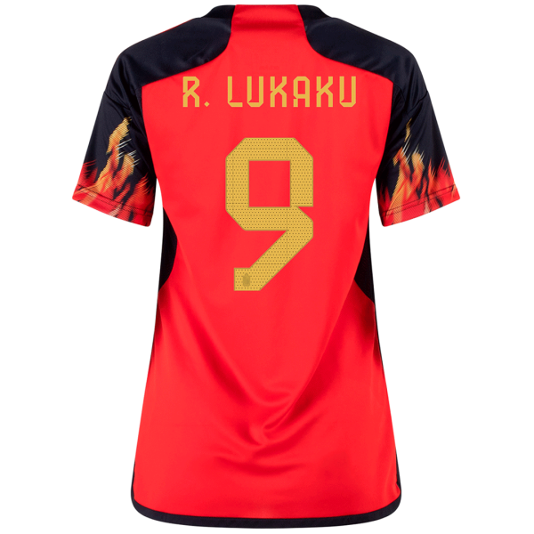 Women's Replica R.LUKAKU #9 Belgium Home Soccer Jersey Shirt 2022 Adidas