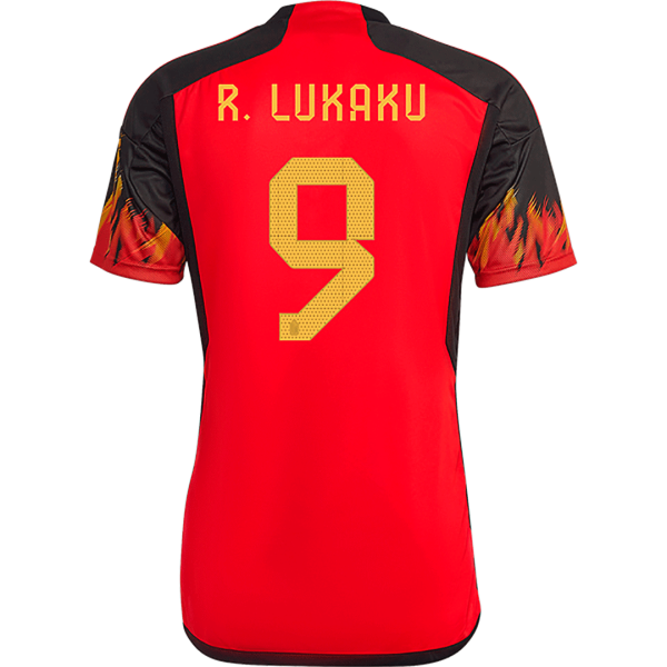 Men's Replica R.LUKAKU #9 Belgium Home Soccer Jersey Shirt 2022 Adidas - World Cup 2022