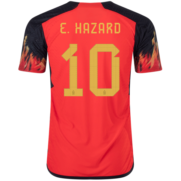 Men's Authentic E. HAZARD #10 Belgium Home Soccer Jersey Shirt 2022 Adidas World Cup 2022