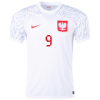 Men's Replica LEWANDOWSKI #9 Poland Home Soccer Jersey Shirt 2022 Nike - World Cup 2022