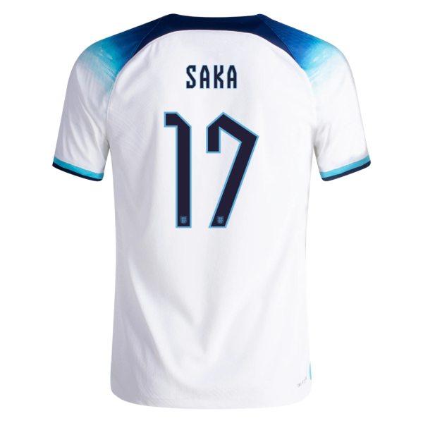 Men's Authentic SAKA #17 England Home Soccer Jersey Shirt 2022 Nike World Cup 2022