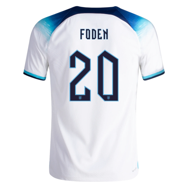 Men's Authentic FODEN #20 England Home Soccer Jersey Shirt 2022 Nike World Cup 2022