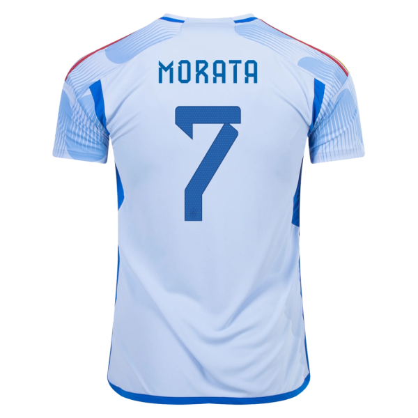 Men's Replica MORATA #7 Spain Away Soccer Jersey Shirt 2022 Adidas - World Cup 2022
