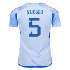 Men's Replica SERGIO #5 Spain Away Soccer Jersey Shirt 2022 Adidas - World Cup 2022