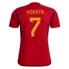 Men's Replica MORATA #7 Spain Home Soccer Jersey Shirt 2022 Adidas - World Cup 2022