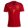 Men's Replica MORATA #7 Spain Home Soccer Jersey Shirt 2022 Adidas - World Cup 2022