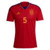 Men's Replica SERGIO #5 Spain Home Soccer Jersey Shirt 2022 Adidas - World Cup 2022