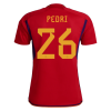 Men's Replica PEDRI #26 Spain Home Soccer Jersey Shirt 2022 Adidas - World Cup 2022