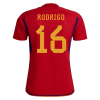 Men's Replica RODRI #16 Spain Home Soccer Jersey Shirt 2022 Adidas - World Cup 2022