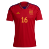 Men's Replica RODRI #16 Spain Home Soccer Jersey Shirt 2022 Adidas - World Cup 2022