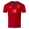 Men's Authentic JORDI ALBA #18 Spain Home Soccer Jersey Shirt 2022 Adidas World Cup 2022