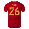 Men's Authentic PEDRI #26 Spain Home Soccer Jersey Shirt 2022 Adidas World Cup 2022