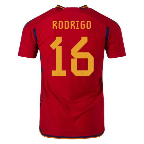 Men's Authentic RODRI #16 Spain Home Soccer Jersey Shirt 2022 Adidas World Cup 2022